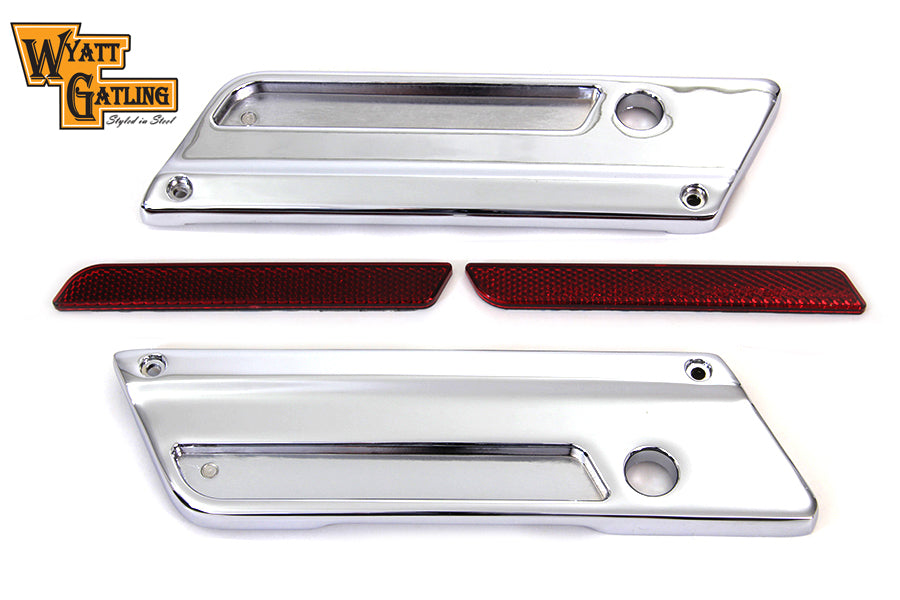 49-0867 - Wyatt Gatling Saddlebag Face Plate with Red Reflector Set by V-Twin
