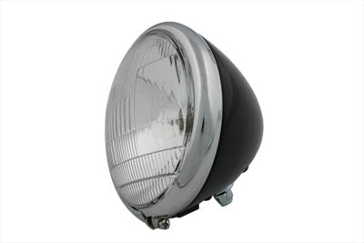 49-0921 - 6-1/2 inch Spring Fork 6 Volt Headlamp Black by V-Twin