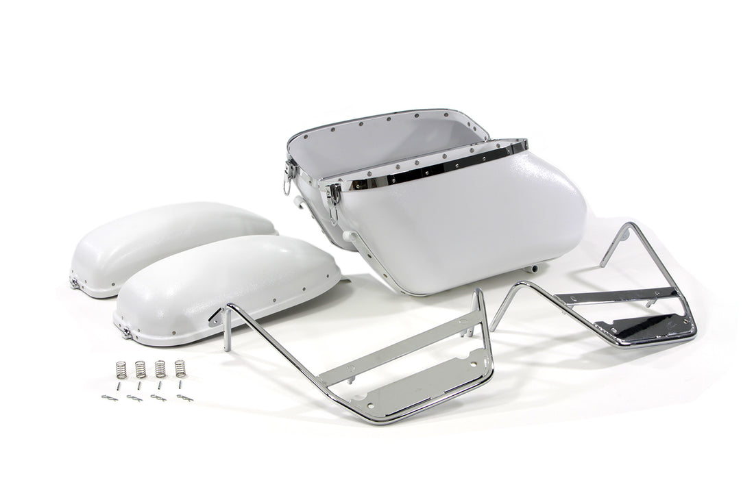 49-2450 - Replica Bubble Saddlebag Kit White by V-Twin