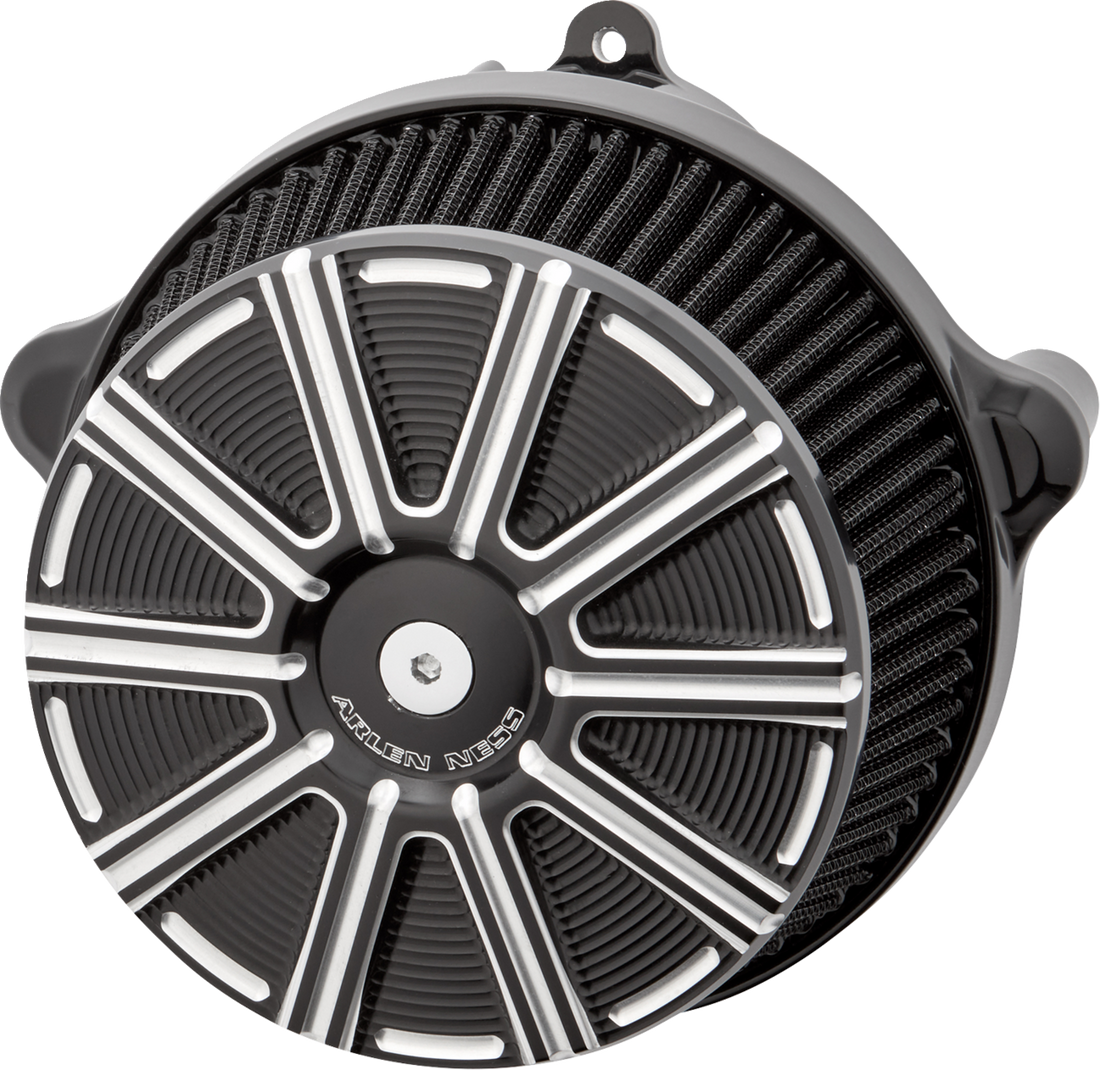 ARLEN NESS Big Sucker™ Stage 1 Air Cleaner Kit with Cover - 10 Gauge - Black with Machined Accents 600-307