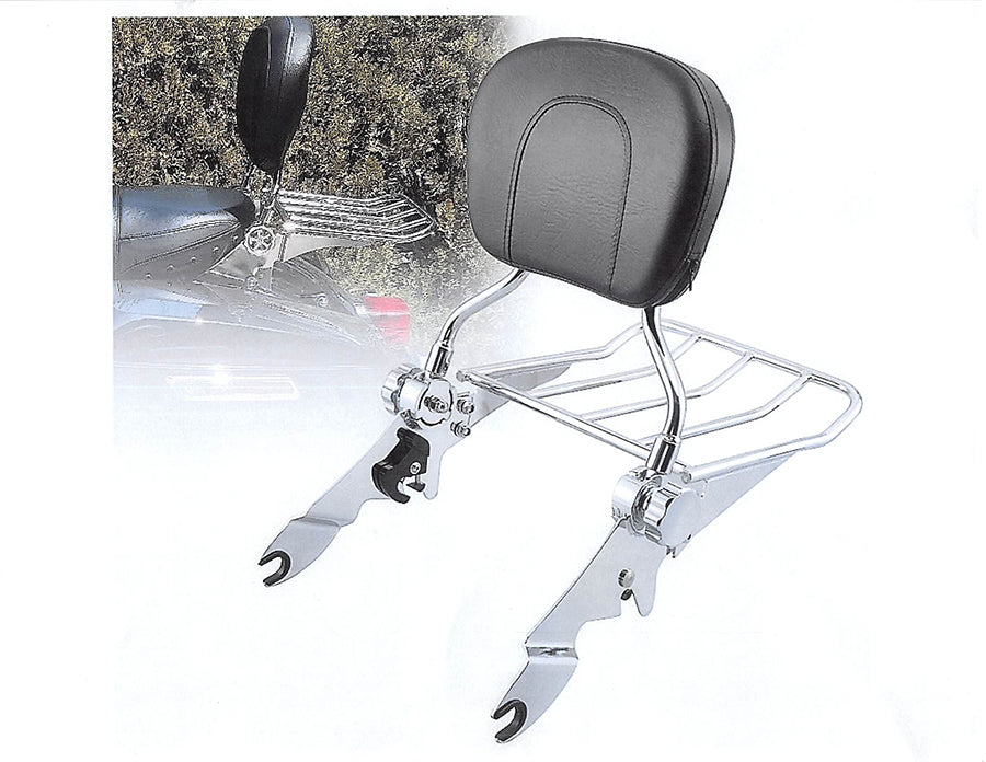 50-0000 - Chrome Sissy Bar and Rack by V-Twin