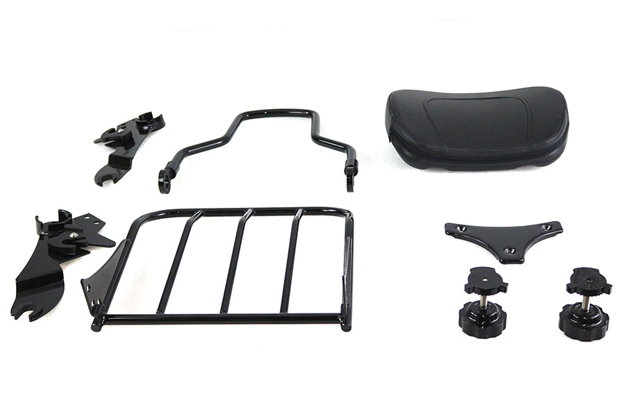 50-0023 - Gloss Black Sissy Bar and Rack by V-Twin