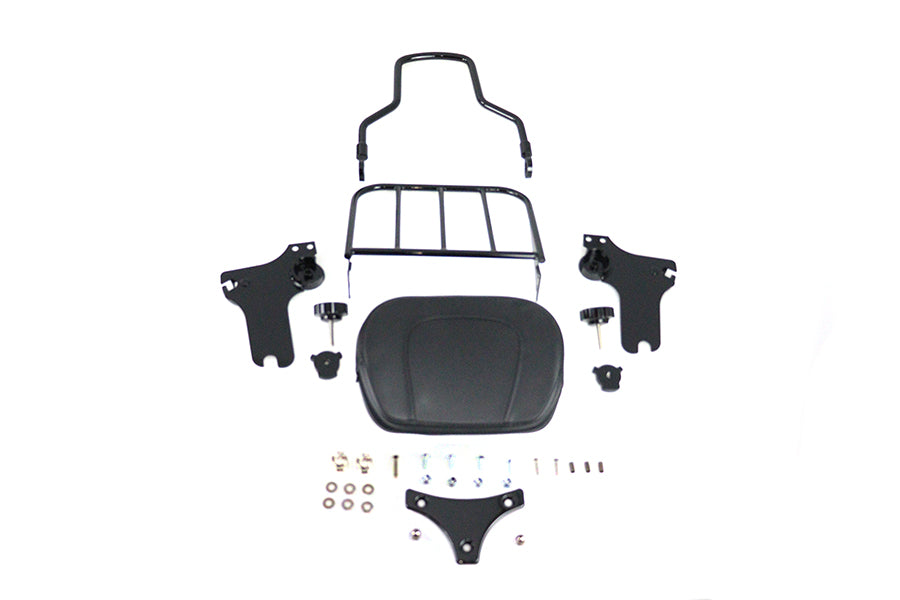 50-0025 - Gloss Black Sissy Bar and Rack by V-Twin