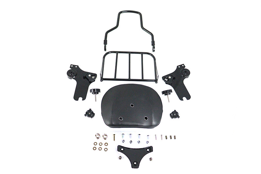 50-0025 - Gloss Black Sissy Bar and Rack by V-Twin