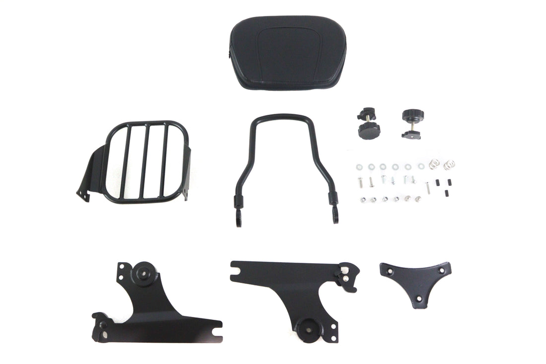 50-0027 - Gloss Black Sissy Bar and Rack by V-Twin