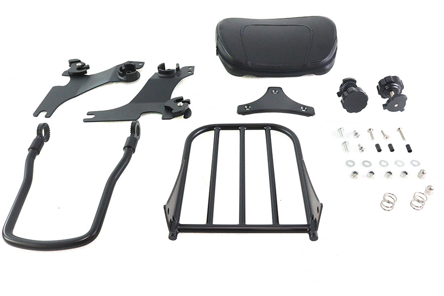 50-0037 - Gloss Black Sissy Bar and Rack by V-Twin
