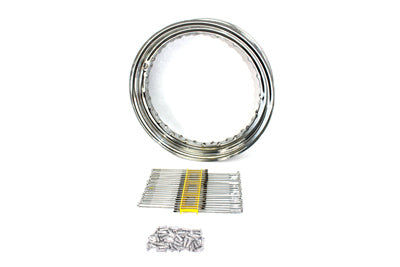 52-0300 - 16 inch x 3 inch Wheel Rim and Spoke Kit Chrome Steel by V-Twin