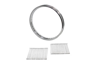 52-0302 - 21 inch X 1.85 inch Wheel Rim and Spoke Kit Chrome Steel by V-Twin