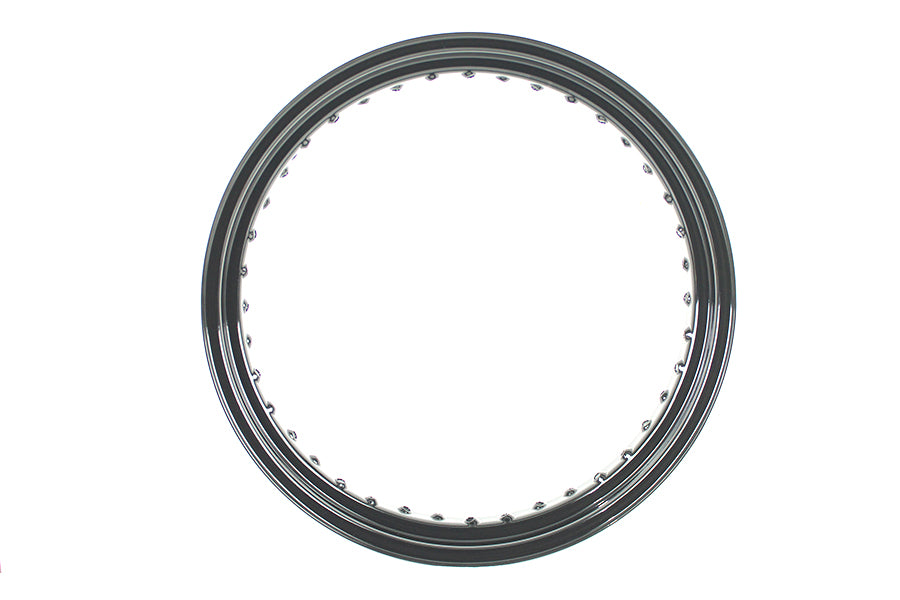 52-1214 - 19 inch x 3.0 inch Drop Center Steel Rim Black by V-Twin