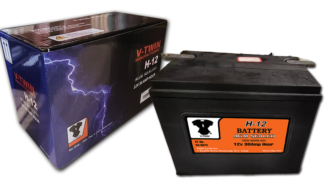 53-0872 - H-12 Sealed AGM Battery by V-Twin