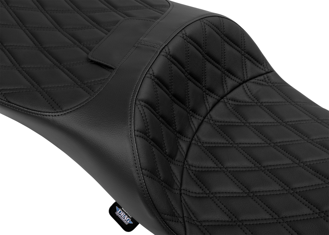 DRAG SPECIALTIES SEATS Extended Reach Freedom Seat - Vinyl - Double Diamond - Black Stitch - FLT/FLH '09-'25 4696B