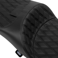 DRAG SPECIALTIES SEATS Extended Reach Freedom Seat - Vinyl - Double Diamond - Black Stitch - FLT/FLH '09-'25 4696B
