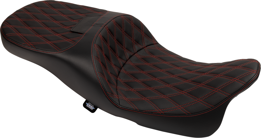 DRAG SPECIALTIES SEATS Extended Reach Freedom Seat - Vinyl - Double Diamond - Red Stitch - FLT/FLH '09-'25 4696D