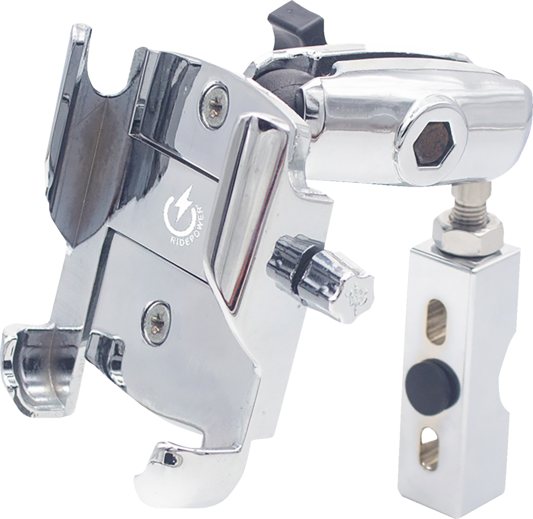 RIDEPOWER Metal Phone Mount - Large - Perch Mount - Chrome RPMTLMOUNTLGCR