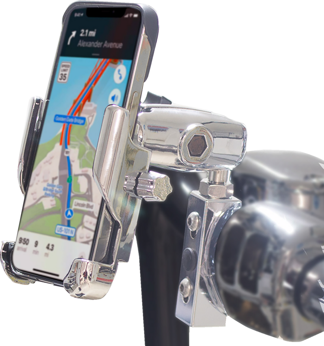 RIDEPOWER Metal Phone Mount - Large - Perch Mount - Chrome RPMTLMOUNTLGCR