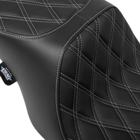 DRAG SPECIALTIES SEATS Predator 2-Up Seat - Vinyl - Double Diamond - Silver Stitching- w/o Backrest - FL '97-'07 4695C
