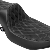 DRAG SPECIALTIES SEATS Extended Reach Predator III Seat - Double Diamond - Silver Stitching - Vinyl - FLH/FLT '23-'24 4705C
