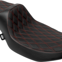 DRAG SPECIALTIES SEATS Extended Reach Predator III Seat - Double Diamond - Red Stitching - Vinyl - FLH/FLT '23-'24 4705D
