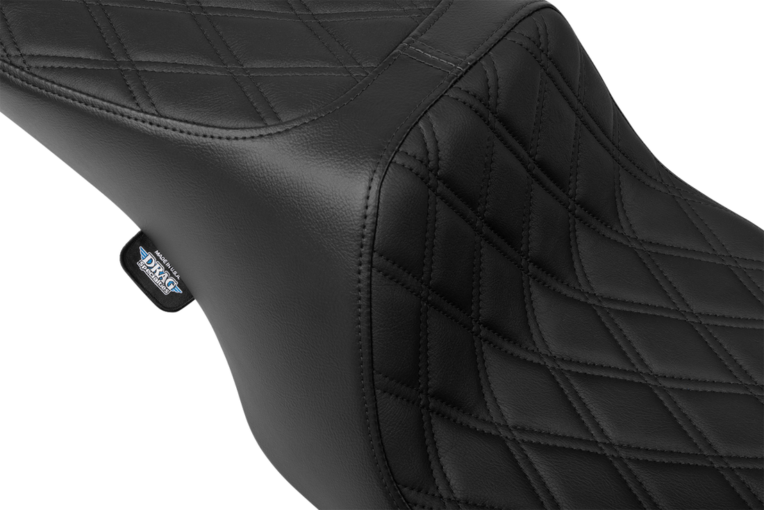 DRAG SPECIALTIES SEATS Predator 2-Up Seat - Vinyl - Double Diamond - Black Stitching- w/o Backrest - FL '97-'07 4695B