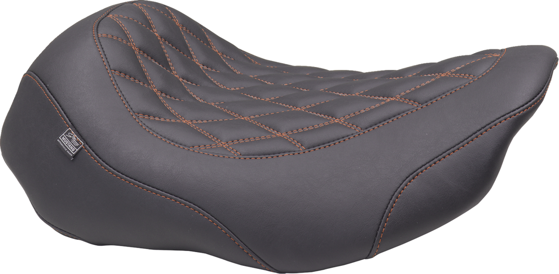 MUSTANG Wide Tripper™ Seat - Solo - Mandarin Orange Stitching - FLT/FLH '23-'25 88503MO