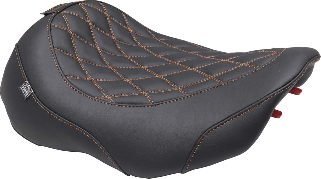 MUSTANG Wide Tripper™ Seat - Solo - Mandarin Orange Stitching - FLT/FLH '23-'25 89503MO