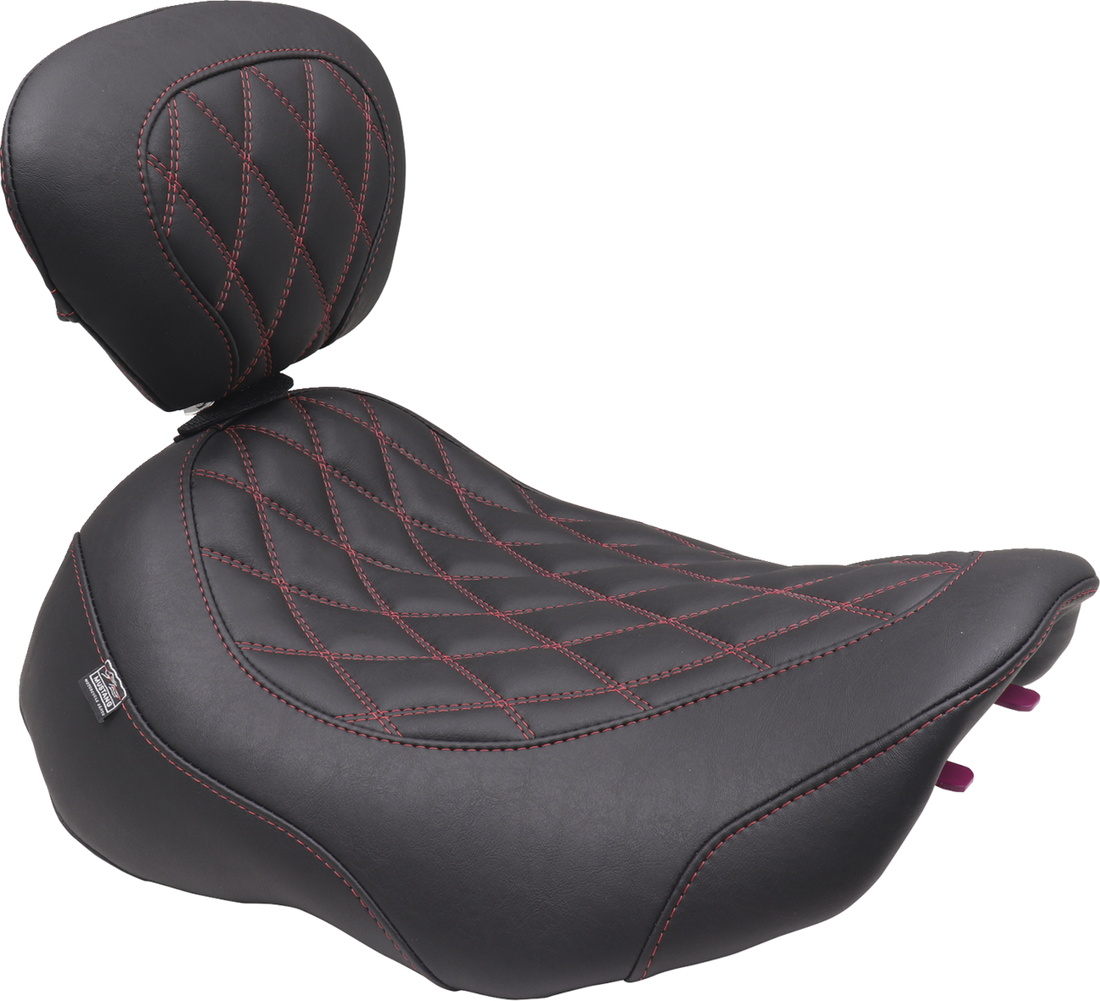MUSTANG Wide Tripper™ Seat - Solo - Dark Cherry Stitching - FLT/FLH '23-'25 89503DC