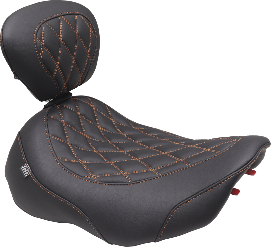 MUSTANG Wide Tripper™ Seat - Solo - Mandarin Orange Stitching - FLT/FLH '23-'25 89503MO