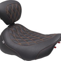 MUSTANG Wide Tripper™ Seat - Solo - Mandarin Orange Stitching - FLT/FLH '23-'25 89503MO