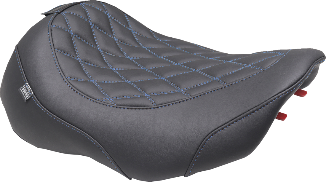 MUSTANG Wide Tripper™ Seat - Solo - Sky Blue Stitching - FLT/FLH '23-'25 89503SB