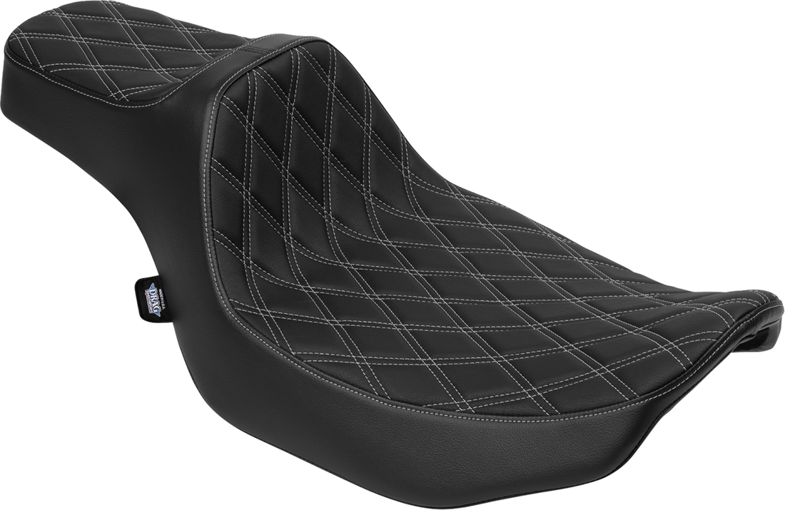 DRAG SPECIALTIES SEATS Extended Reach Predator III Seat - Vinyl - Silver Double Diamond Stitch - FLT/FLH '23-'25 4706C