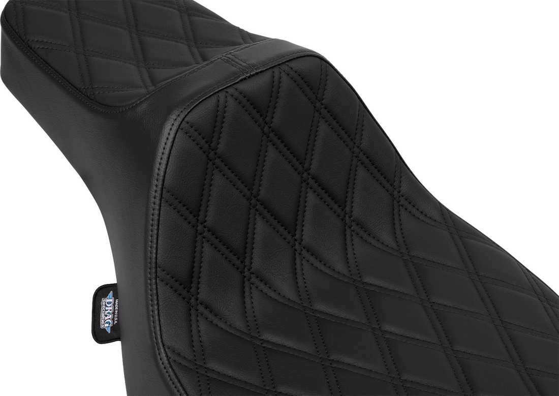 DRAG SPECIALTIES SEATS Extended Reach Predator III Seat - Vinyl - Black Double Diamond Stitch - FLH/FLT '23-'25 4706B