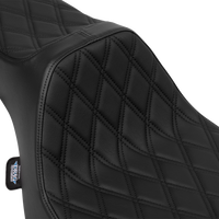 DRAG SPECIALTIES SEATS Extended Reach Predator III Seat - Vinyl - Black Double Diamond Stitch - FLH/FLT '23-'25 4706B
