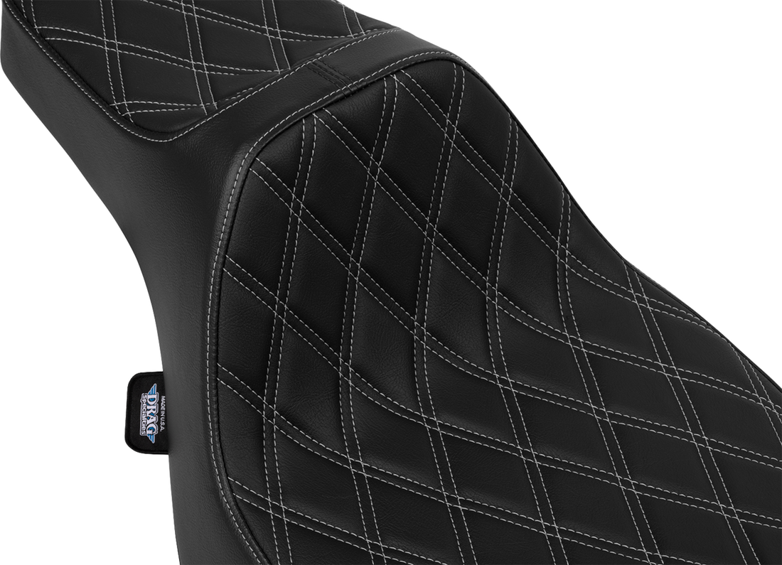 DRAG SPECIALTIES SEATS Extended Reach Predator III Seat - Vinyl - Silver Double Diamond Stitch - FLT/FLH '23-'25 4706C