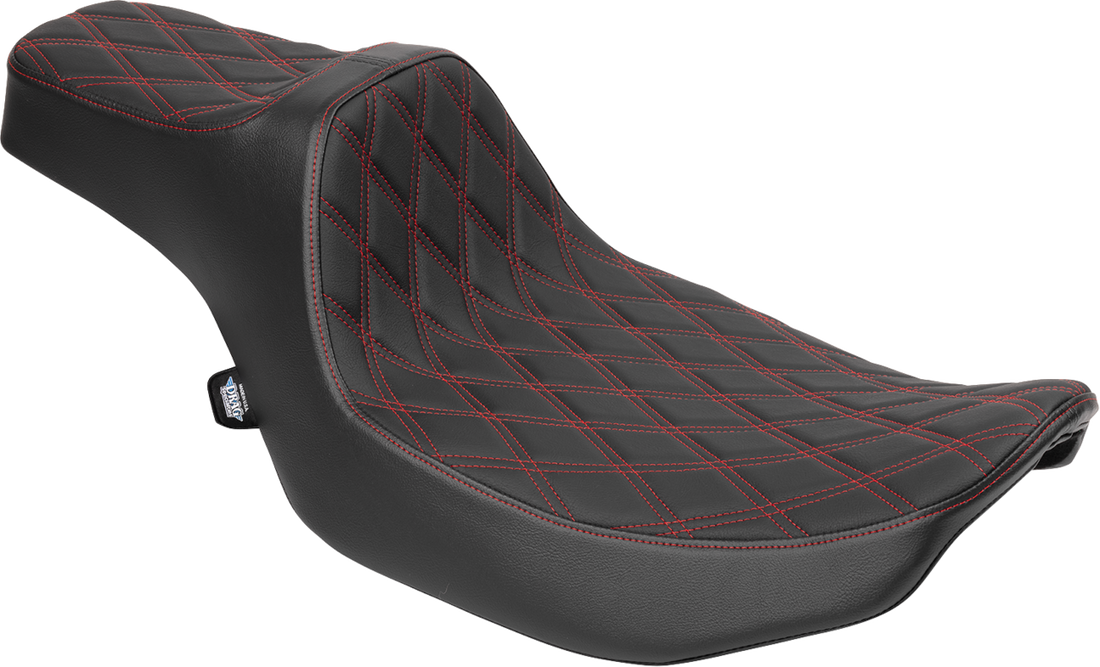 DRAG SPECIALTIES SEATS Extended Reach Predator III Seat - Vinyl - Red Double Diamond Stitch - FLT/FLH '23-'25 4706D