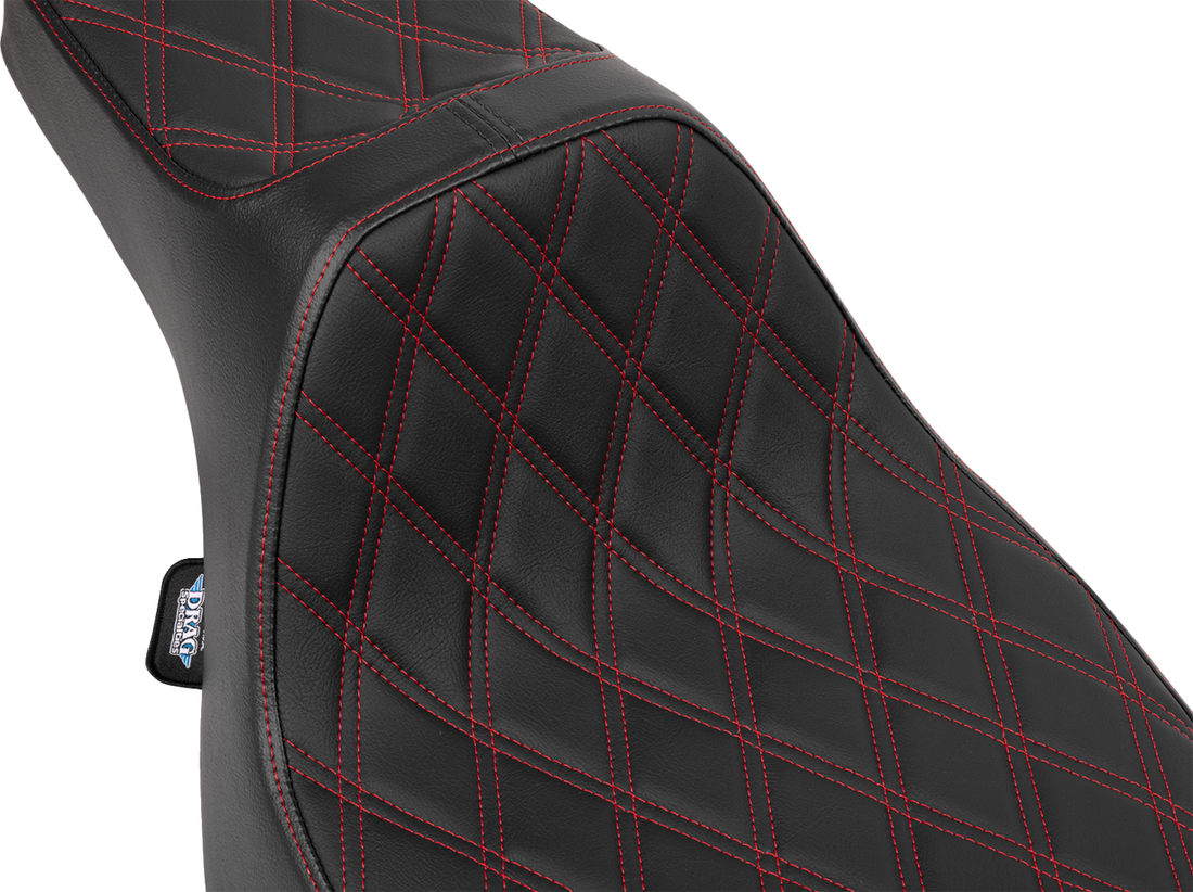 DRAG SPECIALTIES SEATS Extended Reach Predator III Seat - Vinyl - Red Double Diamond Stitch - FLT/FLH '23-'25 4706D