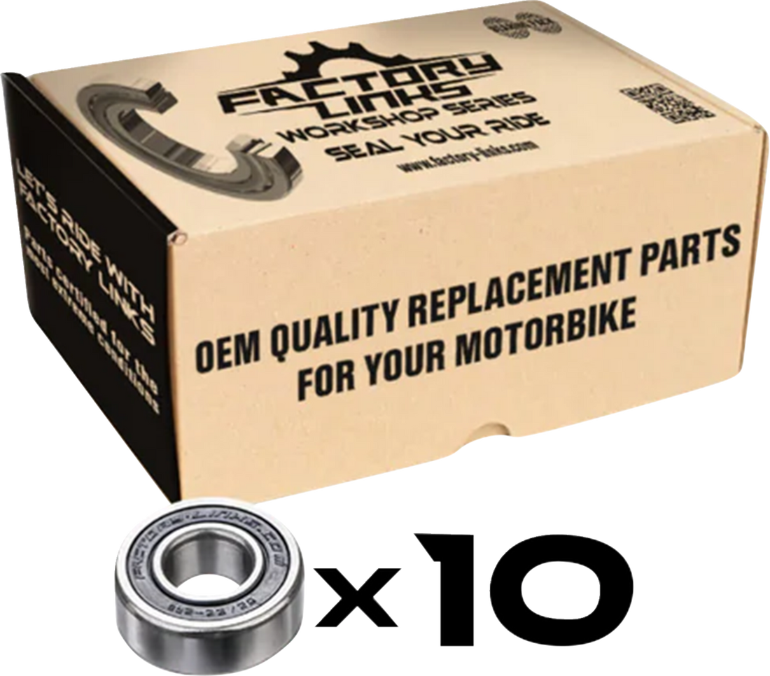 FACTORY LINKS Wheel Bearings - Double Seal - 6205 2RS - 25x52x15 - 10 Pack WBE-J-065