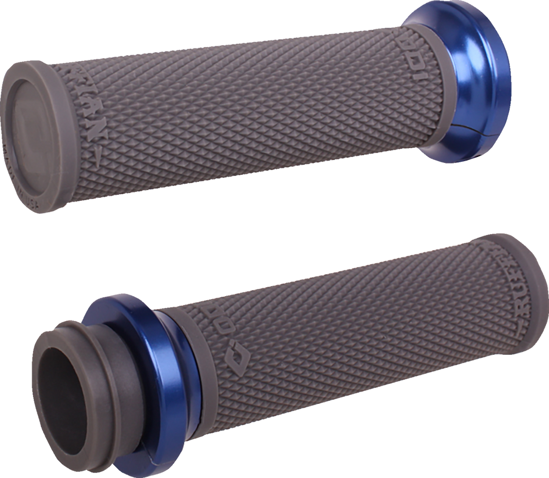 ODI Ruffian Lock-On Street Grips - TBW - Black/Anodized Blue V30HTWH-U