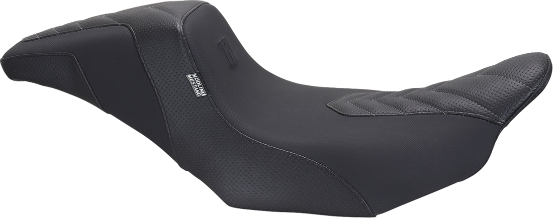 MUSTANG Signature Series Squareback™ Seat - Gripper Vinyl - Chevron - Gunmetal Stitch - FLH/FLT '23-'25 76324GM