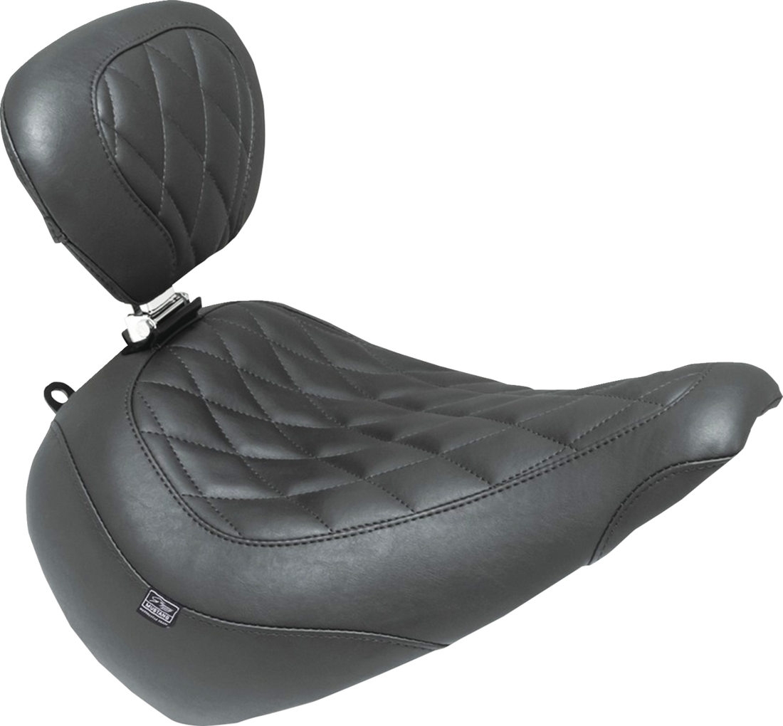 MUSTANG Wide Tripper™ Solo Seat - w/ Backrest - Diamond - Black Stitch - FXBR '23-'25 89027