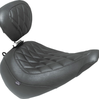 MUSTANG Wide Tripper™ Solo Seat - w/ Backrest - Diamond - Black Stitch - FXBR '23-'25 89027