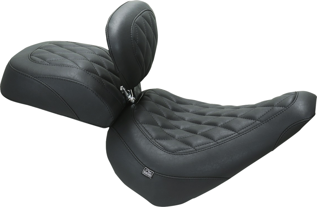 MUSTANG Wide Tripper™ Solo Seat - w/ Backrest - Diamond - Black Stitch - FXBR '23-'25 89027