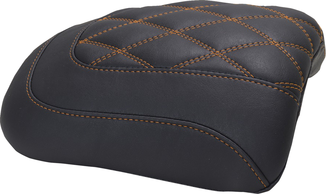 MUSTANG Padded Passenger Seat Cowl - Double Diamond - Mandarin Orange Stitch - FLT/FLH '23-'25 88611MO
