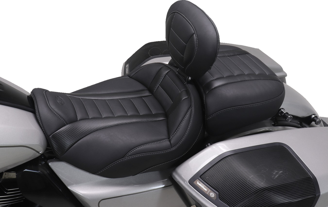 MUSTANG Deluxe Passenger Seat - Wide - Gunmetal Stitch - FLT/FLH '23-'25 88420GM