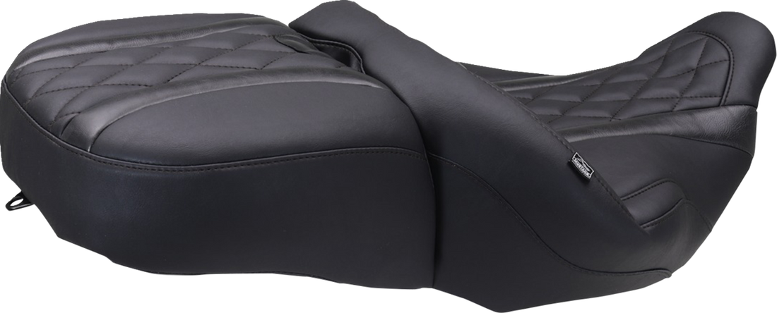 MUSTANG Deluxe One-Piece, 2-Up Seat - Diamond - Black Stitch - FLT/FLH '23-'25 89411