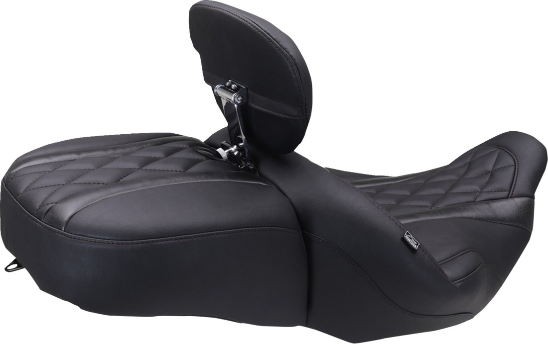 MUSTANG Deluxe One-Piece, 2-Up Seat - Diamond - Black Stitch - FLT/FLH '23-'25 89411