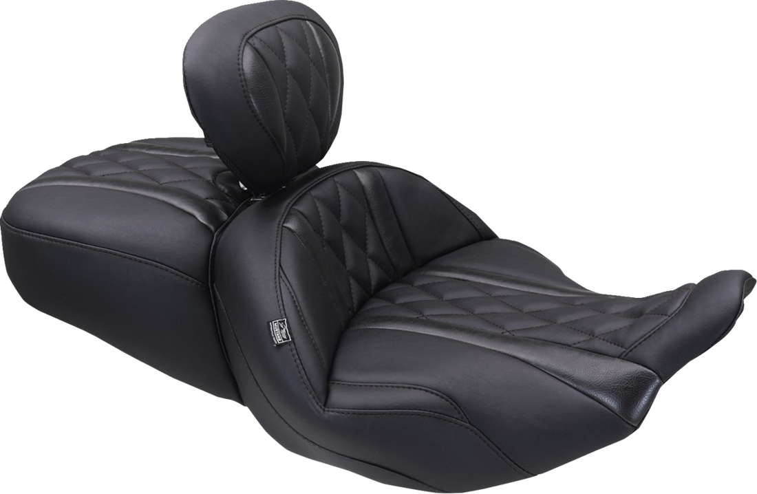 MUSTANG Deluxe One-Piece, 2-Up Seat - Diamond - Black Stitch - FLT/FLH '23-'25 89411