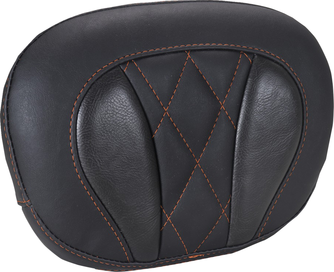 MUSTANG Deluxe Sissy Bar Pad - Diamond - Mandarin Orange Stitch - FLT/FLH '23-'25 88450MO