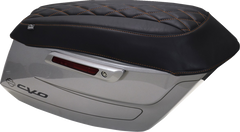 MUSTANG Deluxe Diamond Saddlebag Lid Cover - Black w/ Mandarin Orange Stitch - FLH/FLT '23-'25 88470MO