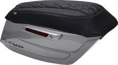 MUSTANG Deluxe Diamond Saddlebag Lid Cover - Black w/ Sky Blue Stitch - FLH/FLT '23-'25 88470SB