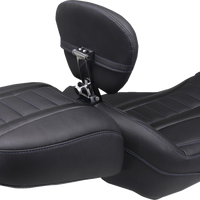 MUSTANG Deluxe Touring Solo Seat - w/ Backrest - Sky Blue Stitch - FLT/FLH '23-'25 89401SB